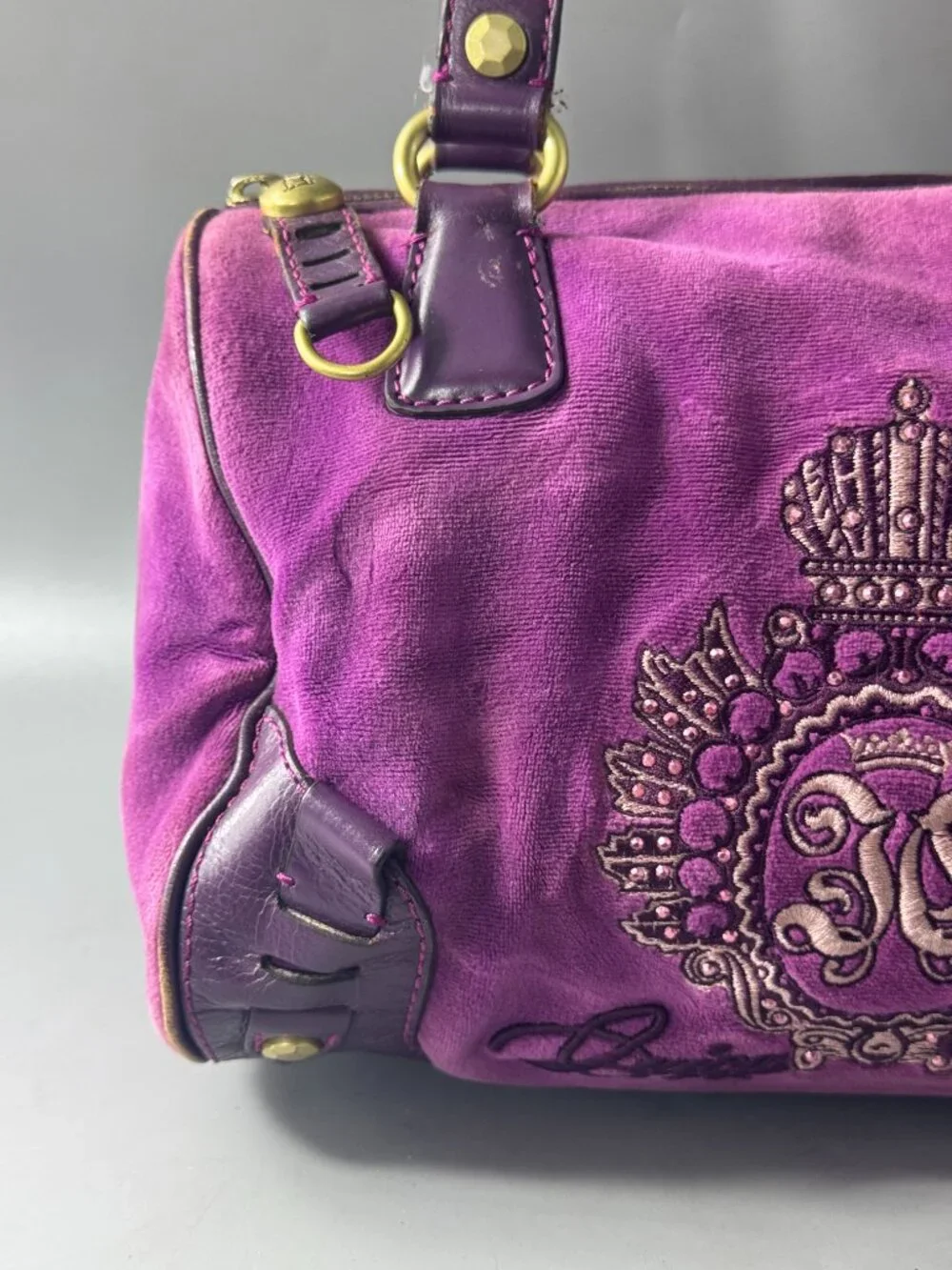 Vintage Juicy Couture Y2K Purple Velvet Shoulder Bag